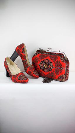 ست کیف نوستالژی و کفش پاشنه دار کد 20
